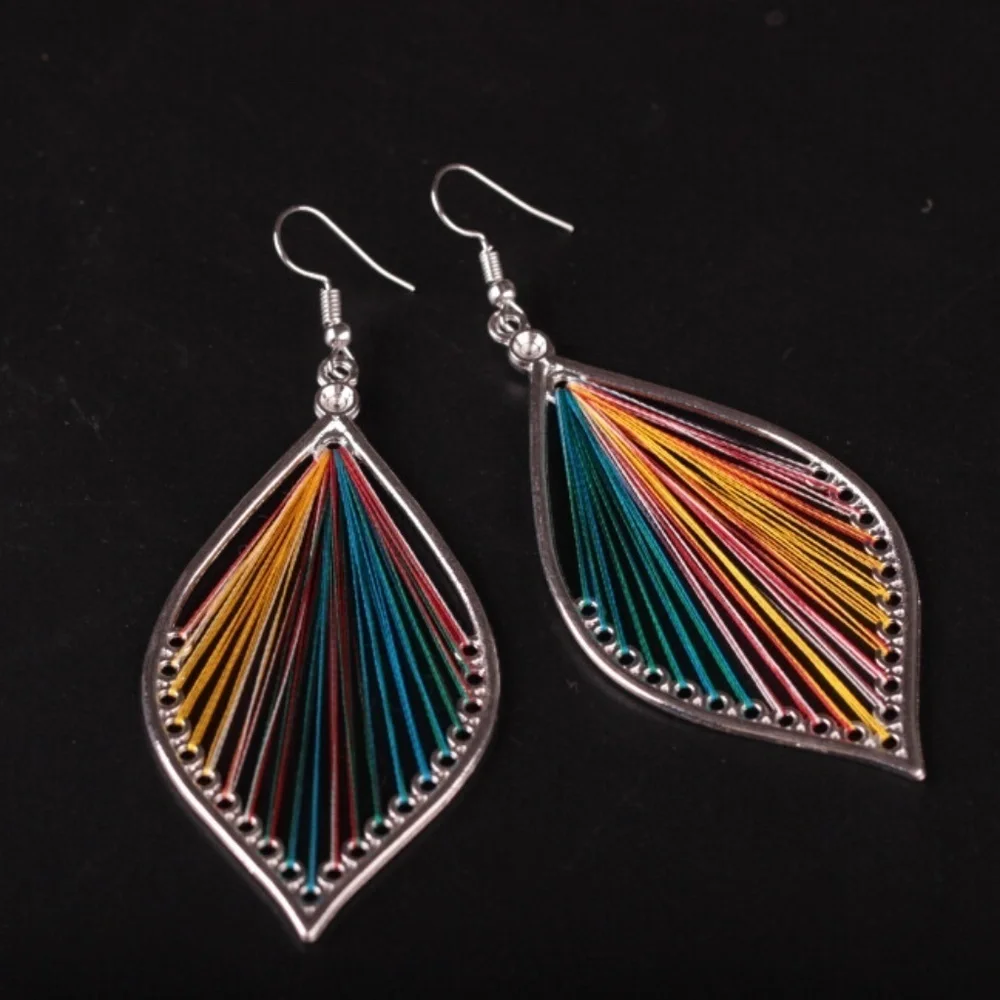 *AERWYNA* Multicolor Bohemian Drop Shape Pendant Design Fashion Earrings